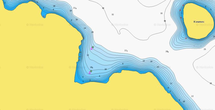 To open Navionics chart  of yacht anchorage in Zagorica Bay