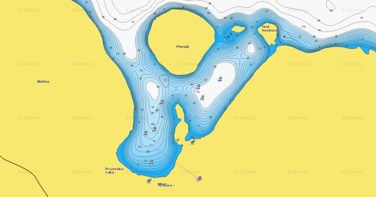 To open Naionics chart of Prozura Bay