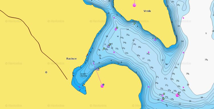 To open Naionics chart of yacht anchorage in Javic Bay