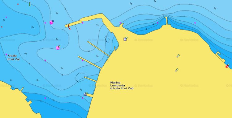 To open Naionics chart of Lumbarda Yacht Marina