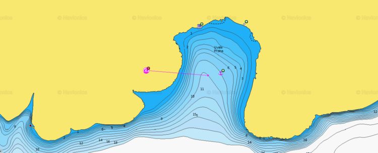 To open Naionics chart of yacht anchorages in Przina Bay