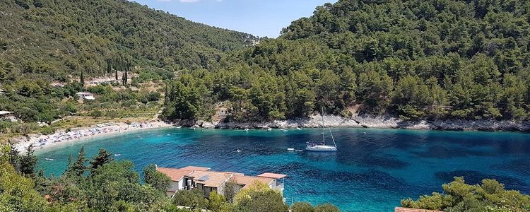 Yacht anchorage in Pupnatska Luka Bay