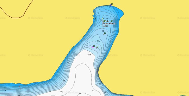 To open Naionics chart of yacht anchorage in Pupnatska Luka Bay