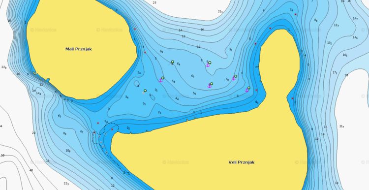 To open Naionics chart of yacht anchorage near Prznjak Islands