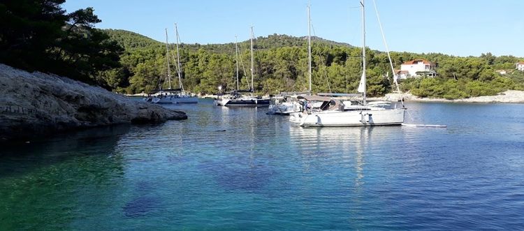 Yacht anchorage in Tri Luki Bay