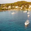 Yacht mooring at buoys in Gradina Bay