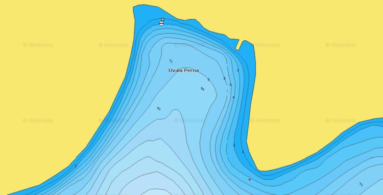 To open Naionics chart of Yacht anchorage in Perna Bay on the south of Proizd Island