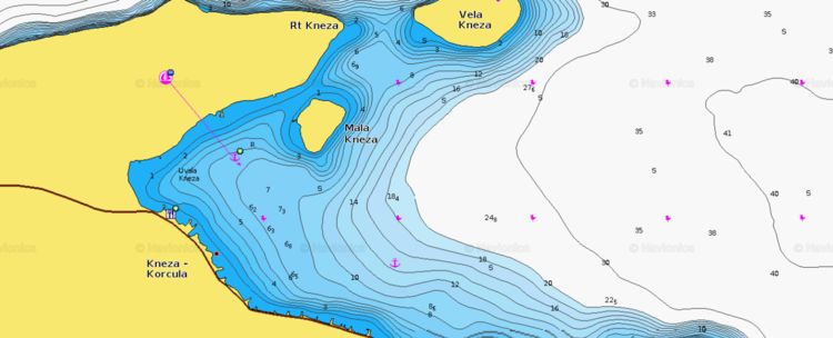 To open Naionics chart of yacht anchorage in Luka Kneza Bay