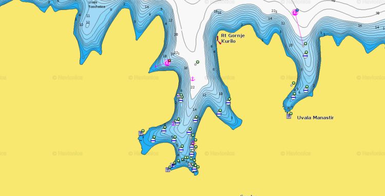 To open Naionics chart of yacht mooring buoys in Lovisce Bay