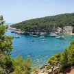 Yacht mooring on buoys in Velo Borca Bay