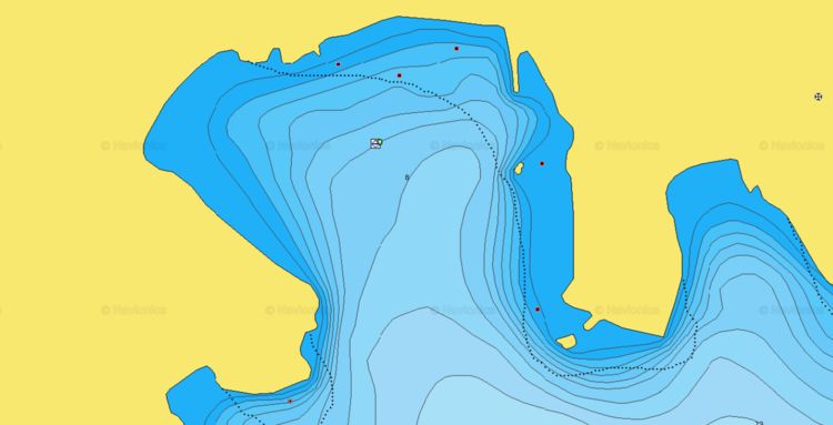 To open Naionics chart of yacht mooring on buoys in Velo Borca Bay