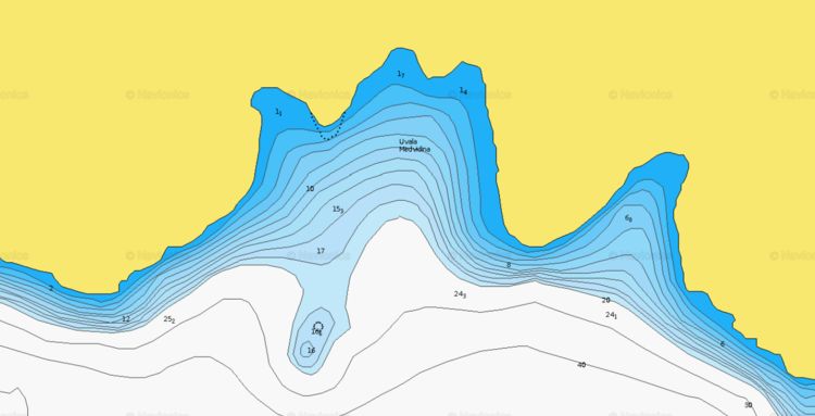 To open Naionics chart of yacht anchorage in Medvidina Bay