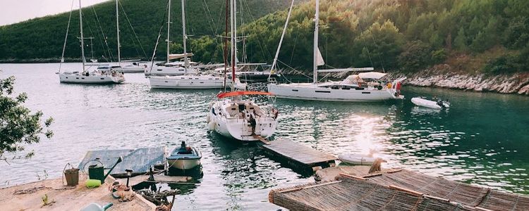 Yacht moorings in Mrtinovik Bay