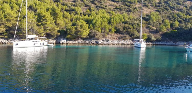 Yacht moorings in Mrtinovik Bay