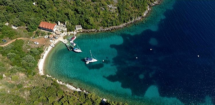 Yacht moorings in Mrtinovik Bay