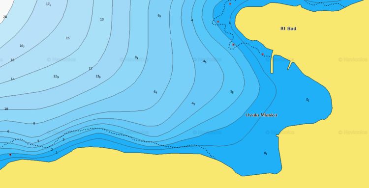 To open Naionics chart of yacht anchorage in Mlaska Bay