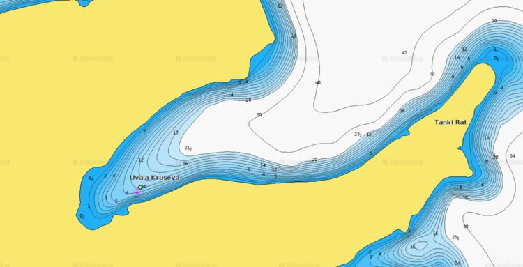 To open Naionics chart of yacht anchorage in Kruseva Bay