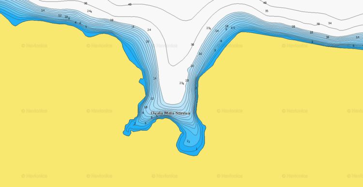 To open Naionics chart of yacht anchorage in Mala Stiniva Bay