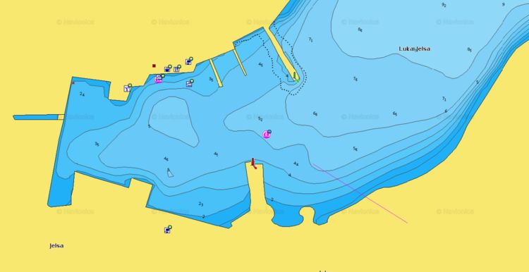 To open Naionics chart of yacht mooring in Jelsa harbor