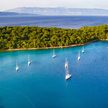 Yacht anchorage in Vrboska Bay