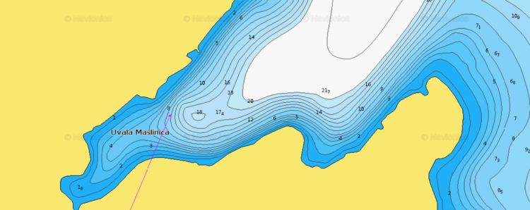 To open Naionics chart of yacht anchorage in Maslinica Bay