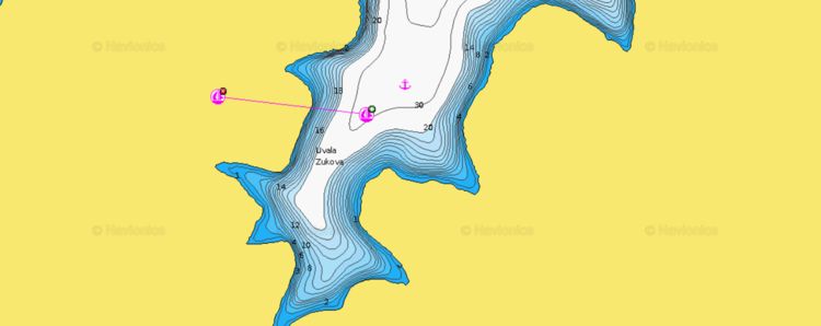 To open Naionics chart of yacht anchorage in Zukova Bay