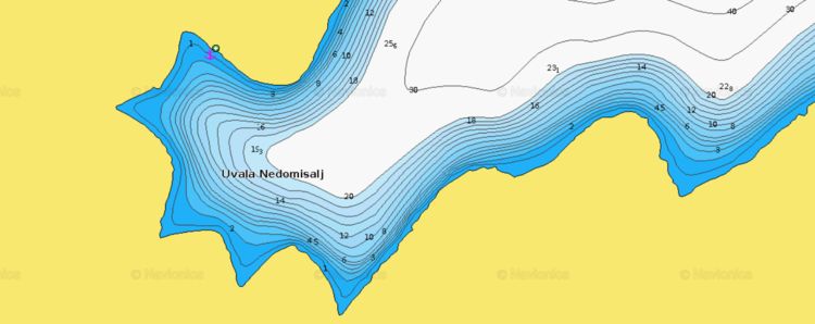 To open Naionics chart of yacht anchorage in Nedomisaj Bay