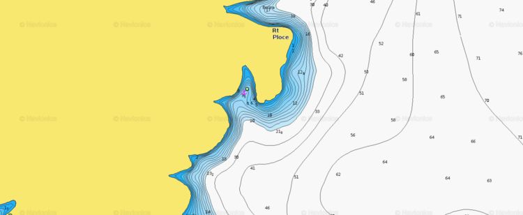 To open Naionics chart of yacht anchorage at Cape Ploce