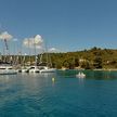 Yacht mooring on the buoys in Tihe Bay