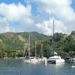 Yacht mooring on buoys in Kirtons Bay