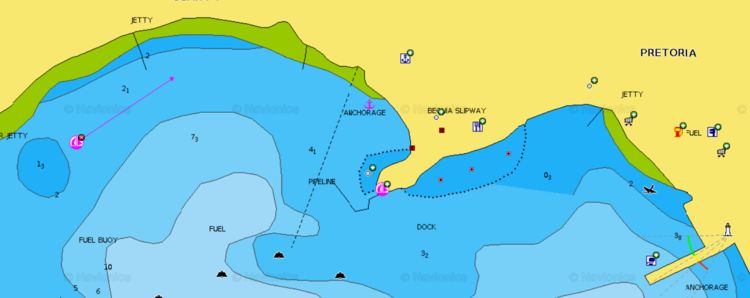 To open Navionics chart of yacht moorings in Bequia Marina