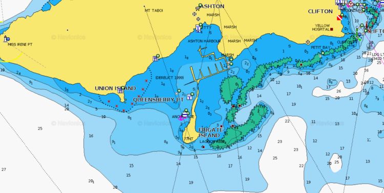 To open Navionics chart of yacht moorings near Fregat Island