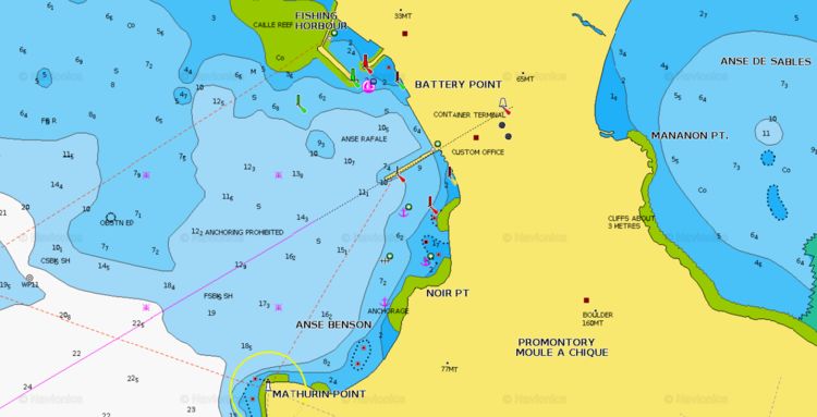 To open the Navionics map of yacht anchorages in the Bay of View Fort