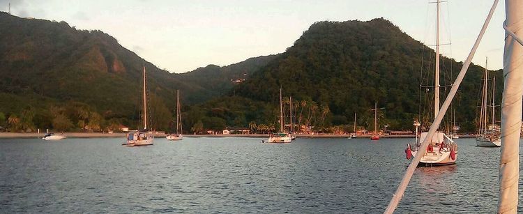 Yachts on anchors and buoys in Grande Arlets Bay