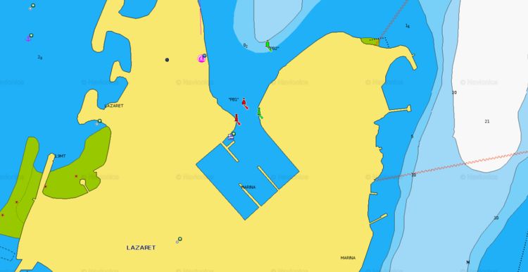 To open the Navionics chart of the yacht marina Pointe du Bout