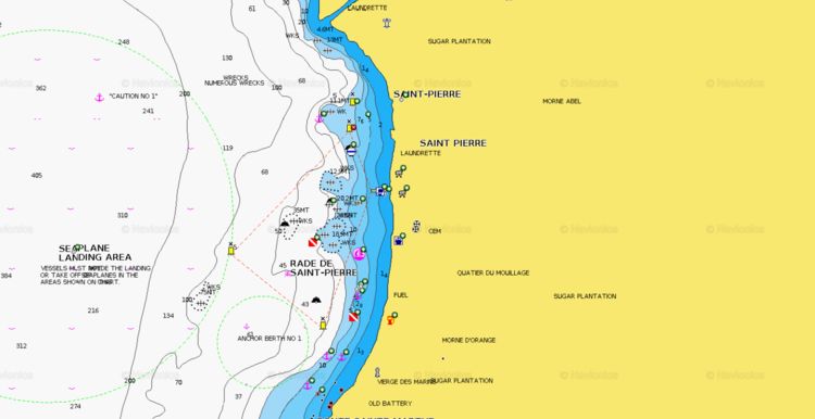 To open Navionics chart of the anchorage at Saint Pierre roadstead