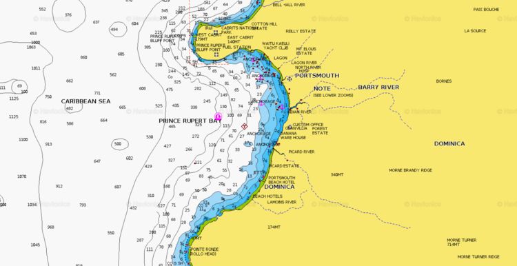 To open Navionics chart of yacht moorings at Portsmouth roadstead