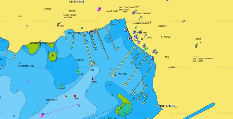 To open the Navionics chart of the Yacht Marina du Marin