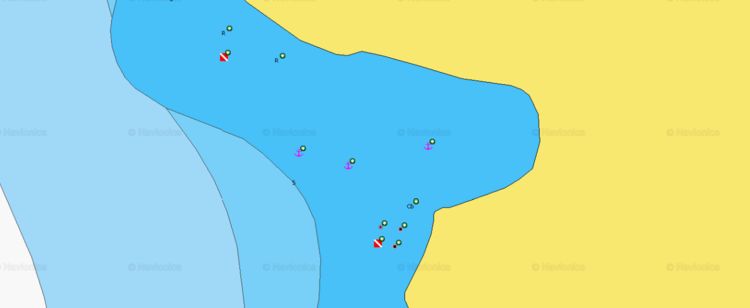 To open Navionics map of the yacht anchorage in Little Bay