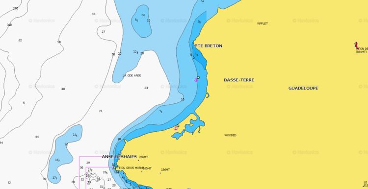 To open Navionics chart of the yacht anchorage in Grand Bay