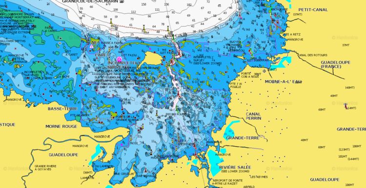 To open Navionics chart of approaches to Baie Mahault