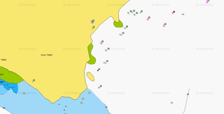 To open Navionics chart of yacht anchorages in Grande Anse