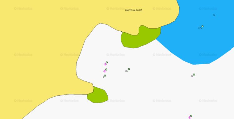 To open Navionics chart of yacht anchorages in Anse Cocos