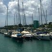 Yacht mooring in Grand Bourg harbor