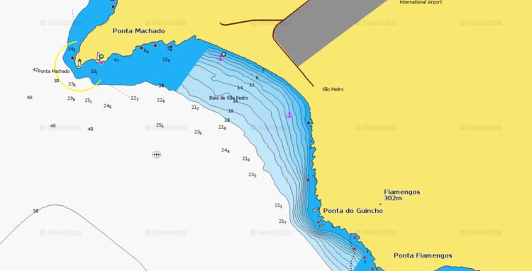 To open the Navionics chart of the Mindelo yacht marina on San Vicente Island. Cape Verde.