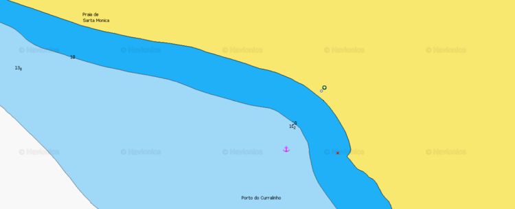 To open Navionics chart of yacht anchorage at Santa Monica Beach. Boa Vista Island. Cape Verde.