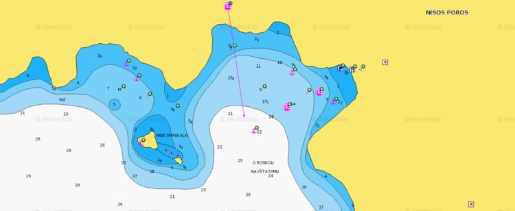 To open Navionics chart Navionics yacht anchorage in the Russian Bay