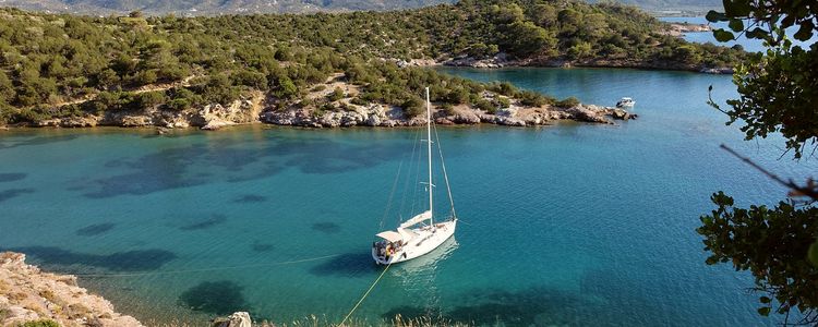 Yacht anchorage in the Erolimani Bay