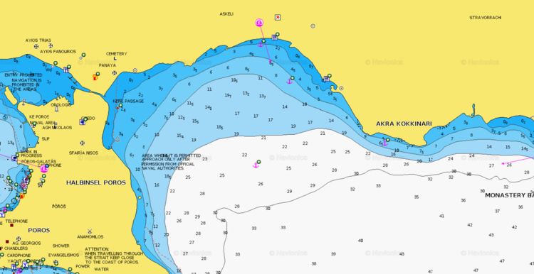 To open Navionics chart Navionics yacht anchorage at Askeli Beach