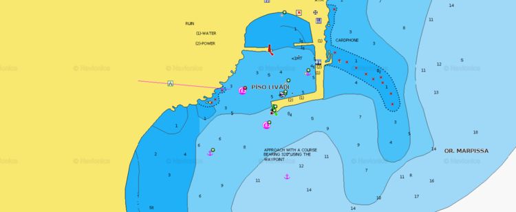 To open Navionics chart of yacht moorings in Yacht moorings in Piso Livadi